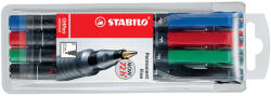 STABILO Marker permanent Stabilo Universal OHP 842, corp plastic, varf rotund, 0.7 mm, 4 bucati set (negru, rosu, albastru, verde) (SW8414)