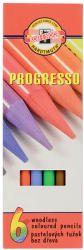KOH-I-NOOR Creioane colorate fara lemn KOH-I-NOOR Progresso 8755, 6 buc/set