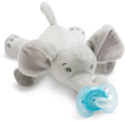 Philips Elefant de pluș cu suzetă Philips AVENT Ultra Soft SCF348/13, 0-6 luni, Ortodontică, Fără BPA, Detașabile, Jucăria compatibilă cu toate suzetele Philips AVENT, Ușor de găsit, Greut (SCF348/13)