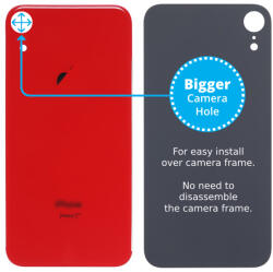 Apple iPhone XR - Hátsó Ház Üveg Nagyobb Kamera Nyílással (Red), Red