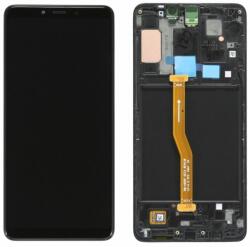 Samsung Galaxy A9 A920F (2018) - LCD Kijelző + Érintőüveg + Keret (Caviar Black) - GH82-18308A, GH82-18322A Genuine Service Pack, Caviar Black