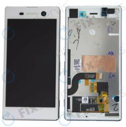 Sony Xperia M5 E5603 - LCD Kijelző + Érintőüveg + Keret (White) - 191HLY0004B-WCS Genuine Service Pack, Fehér