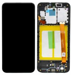Samsung Galaxy A20e A202F - LCD Kijelző + Érintőüveg + Keret (Black) - GH82-20229A, GH82-20186A Genuine Service Pack, Black