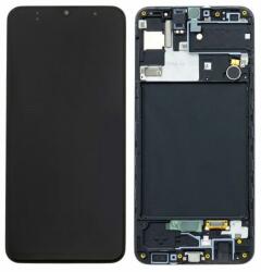 Samsung Galaxy A30s A307F - LCD Kijelző + Érintőüveg + Keret (Prism Crush Black) - GH82-21189A, GH82-21190A, GH82-21191A, GH82-21329A, GH82-21385A Genuine Service Pack, Prism Crush Black