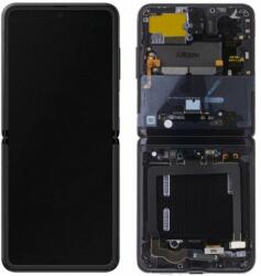 Samsung Galaxy Z Flip F700N - LCD Kijelző + Érintőüveg + Keret (Mirror Black) - GH82-22215A Genuine Service Pack, Mirror Black