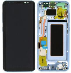 Samsung Galaxy S8 G950F - LCD Kijelző + Érintőüveg + Keret (Coral Blue) - GH97-20457D, GH97-20473D, GH97-20458D, GH97-20629D Genuine Service Pack, Blue