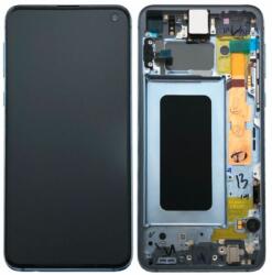 Samsung Galaxy S10e G970F - LCD Kijelző + Érintőüveg + Keret (Prism Blue) - GH82-18852C, GH82-18836C Genuine Service Pack, Prism Blue