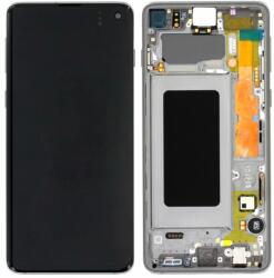 Samsung Galaxy S10 G973F - LCD Kijelző + Érintőüveg + Keret (Prism Black) - GH82-18850A, GH82-18835A, GH82-18860A Genuine Service Pack, Prism Black