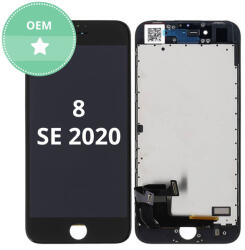 Apple iPhone 8, SE (2020), SE (2022) - LCD Kijelző + Érintőüveg + Keret (Black) TFT, Black