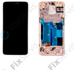 OnePlus 6 - LCD Kijelző + Érintőüveg + Keret (Rose Gold) TFT, Rose Gold