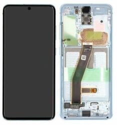 Samsung Galaxy S20 G980F - LCD Kijelző + Érintőüveg + Keret (Cloud Blue) - GH82-22123D, GH82-22131D Genuine Service Pack, Cloud Blue