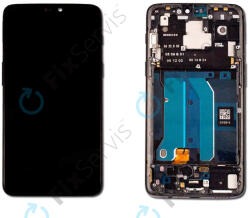 OnePlus 6 - LCD Kijelző + Érintőüveg + Keret (Midnight Black) TFT, Black