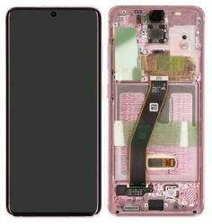 Samsung Galaxy S20 G980F - LCD Kijelző + Érintőüveg + Keret (Cloud Pink) - GH82-22123C, GH82-22131C, GH82-31432C, GH82-31433C Genuine Service Pack, Cloud Pink
