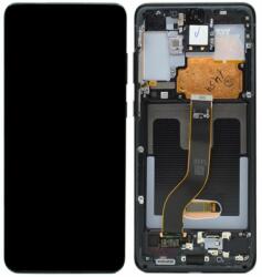 Samsung Galaxy S20 Plus G985F - LCD Kijelző + Érintőüveg + Keret (Cosmic Black) - GH82-22134A, GH82-22145A, GH82-31441A Genuine Service Pack, Cosmic Black