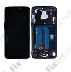 OnePlus 6 - LCD Kijelző + Érintőüveg + Keret (Mirror Black) - 2011100029 Genuine Service Pack, Black