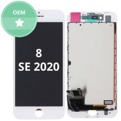 Apple iPhone 8, SE (2020), SE (2022) - LCD Kijelző + Érintőüveg + Keret (White) TFT, Fehér