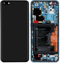 Huawei P40 Pro - LCD Kijelző + Érintőüveg + Keret + Akkumulátor + Ujjlenyomat-Érzékelő (Deep Sea Blue) - 02353PJJ Genuine Service Pack, Deep Sea Blue