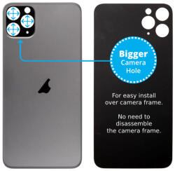 Apple iPhone 11 Pro - Hátsó Ház Üveg Nagyobb Kamera Nyílással (Space Gray), Space Gray