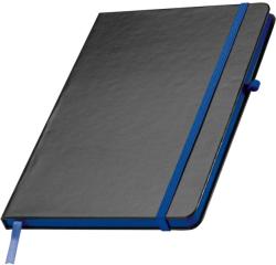  Jegyzetfüzet A/5 fekete PVC borító, 80 vonalas lap, kék kiegészítőkkel + tolltartó gumigyűrű (037904)