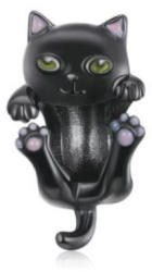 Ékszerkirály Ezüst charm, fekete macska (1005001864483800)