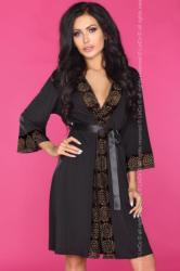 Livco Corsetti Finvarra elegáns fekete hálóköntös arany virágokkal szatén kötővel S/M