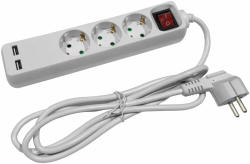Entac 3 Plug + 2 USB 1,5 m Switch (ESE1.5G3-1.5-SW-USB)