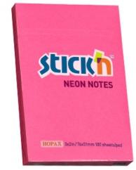 STICKN Notes autoadeziv 76 x 51 mm, 100 file, Stick"n - magenta neon (HO-21161)