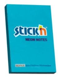 STICKN Notes autoadeziv 76 x 51 mm, 100 file, Stick"n - albastru neon (HO-21207)
