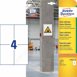 Avery L7876-20 Avery szuper öntapadó címke - fehér 105x148mm
