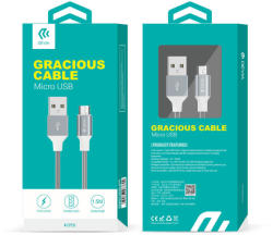 DEVIA Cablu Gracious MicroUSB Champagne Gold (1m, impletitura textila)-T. Verde 0.1 lei/buc (DVGRAMICROCG)