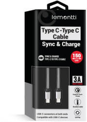 Lemontti Cablu Type-C la Type-C Gri 1.5m (impletitura textila)-T. Verde 0.1 lei/ buc (LEMCTYPECGR) - pcone