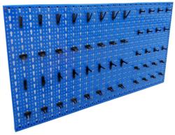 +Plus Mobilier Panou metalic de perete pentru scule 960x480 mm, echipat cu 52 carlige, albastru, Plus albastru Otel (61003872)