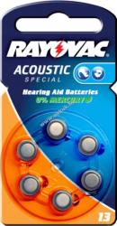 Rayovac Acoustic Special hallókészülék elem típus DA13 6db/csom. - A készlet erejéig!