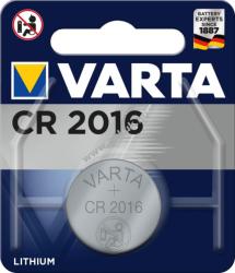VARTA lithium gombelem CR 2016, IEC CR2016, helyettesíti DL2016, 3V 1db/csom