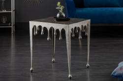  LIQUID design fém lerakóasztal - 34/46cm - ezüst (40641)