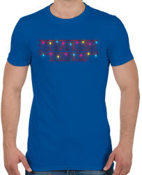 printfashion Stranger things karácsonyi fények - Férfi póló - Királykék (4292695)