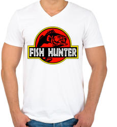 printfashion Fish Hunter - Férfi V-nyakú póló - Fehér (4271821)