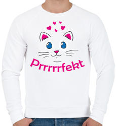 printfashion Cica prrrfekt - perfekt - Férfi pulóver - Fehér (4224042)