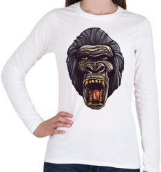 printfashion Gorilla arc - Női hosszú ujjú póló - Fehér (4215568)