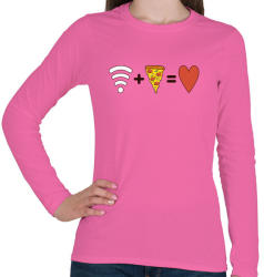 printfashion Wifi + Pizza = Love - Női hosszú ujjú póló - Rózsaszín (4250449)