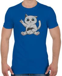 printfashion Cica gamer - Férfi póló - Királykék (4239555)