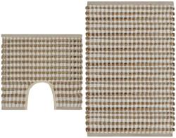 vidaXL Set covoraș de baie lucrat manual, natural și alb, iută textil (133219) - vidaxl