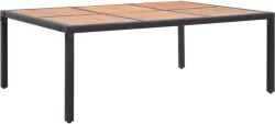 vidaXL Masă de grădină, negru, 200x150x74 cm, poliratan și lemn acacia (46134)