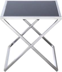 Settimo Masuta argintie cu blat din sticla Broadway 50x50 cm (EV038) Masa de cafea