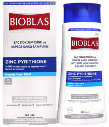Bioblas шампоан за коса, Zinc+Menthol, Против косопад и пърхот с цинков пиритион, ментол, 360мл