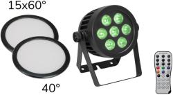 EUROLITE - Set LED IP PAR 7x8W QCL Spot + 2x Diffuser cover (15x60° and 40°) - dj-sound-light