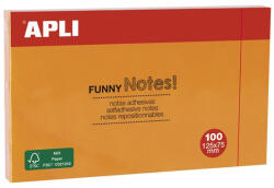 APLI Öntapadó jegyzettömb, 125x75 mm, 100 lap, APLI "Funny", narancssárga (15005) - nyomtassingyen