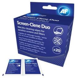 Af Tisztítókendő, képernyőhöz, 20 db nedves-száraz kendőpár, AF "Screen-Clene Duo (SCR020) - nyomtassingyen