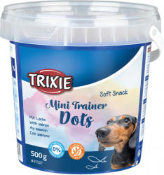 TRIXIE Soft Snack Mini Trainer Dots - puha jutalomfalatok tréninghez lazaccal (7 x 4 mm-es darabkák) 500 g