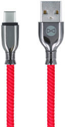 Forever Tornado kábel - USB / Type-C (USB-C) piros szövet kábel, 3A 1m
